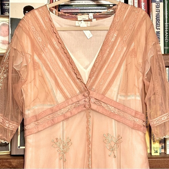 Nataya 2Pc Edwardian Tea Dress & Tunic Jacket Size XL Age of Love Ivory & Peach - Picture 15 of 16